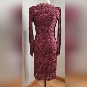 Elegant Lace Burgundy Dress In Size Small